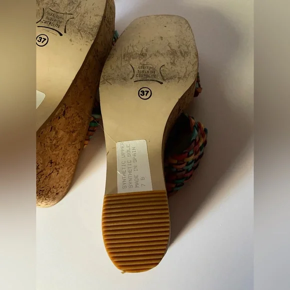 Vintage 70s Rare Zodiac Colorful Strap Wedges Heels 7b from Spain - Picture 7 of 7